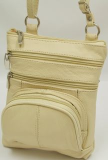 Sling Messenger Purse Off White Travel Shoulder Bag Genuine Leather