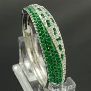 New Exquisite Design Green Bracelet Bangle Cuff W Swarovski Crystals