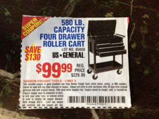 Harbor Freight Tools $130 00 Off 500lb Capacity Four Drawer Tool Cart
