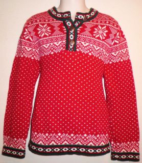 NEW LL BEAN Nordic Fair Isle Red Green White Winter Holiday Sweater