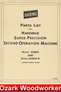 Hardinge DSM 59 DSM59 R Precision Lathe Part Manual