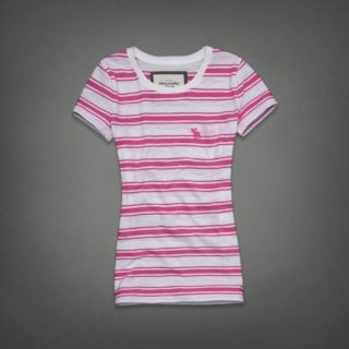 Abercrombie Fitch Womens Cami Pink Striped Graphic Tee Size L