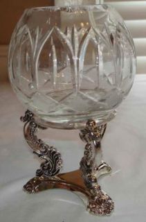 Godinger Crystal Rose Bowl Vase on Silver Stand