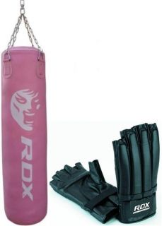 Auth RDX Ladies Pink Heavy Punch Bag Boxing Gloves Punching Kick MMA
