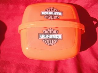 HARLEY DAVIDSON SADDLE BAGS TRAVEL SIZE MINI BBQ GRILL + PICNIC BASKET