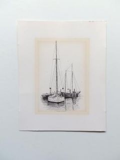 Cm Goff 1969 Sailboat Vintage Print Art
