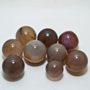  Antique Agate Stone Marbles ~ Translucent Gray/ Various Color & Sizes