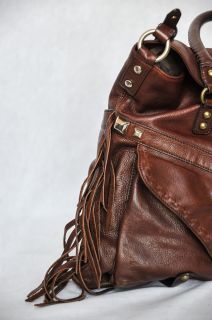 Hayden Harnett Wyeth Fringe Hobo Handbag Bag Crossbody Purse Brown