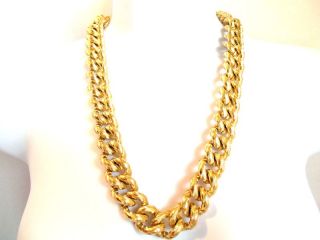  Klein Heavy Chunky Gold Plated Statement Chain Necklace Vintage