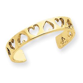 New Beautiful Adjustable 14k Yellow Gold Heart Fancy Toe Ring