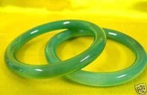 Pair Real Chinese Green Jade Bracelet Bangle