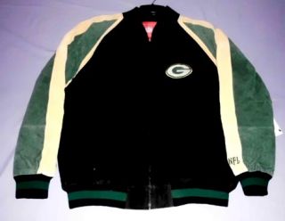 Green Bay Packers Suede Leather Jacket XL NFL Embroidered Logos