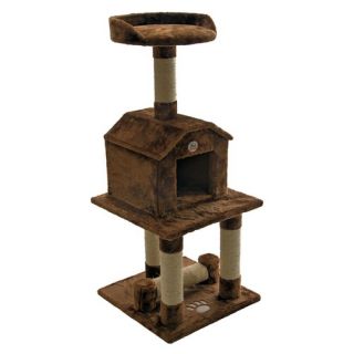 Whisker World Wicker House Cat Tree / Kitty Condo with Tower Perch