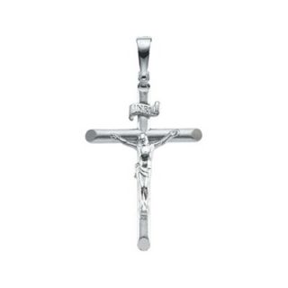 Jewelryweb 14k White Gold Crucifix Pendant   TLP131032NC