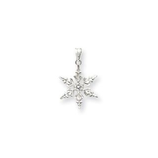 Jewelryweb 14k White Gold Diamond Cut Snowflake Pendant   QTP41088NC