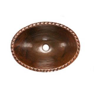 Premier Copper Products Oval Roped Rim Self Rimming Hammered Copper