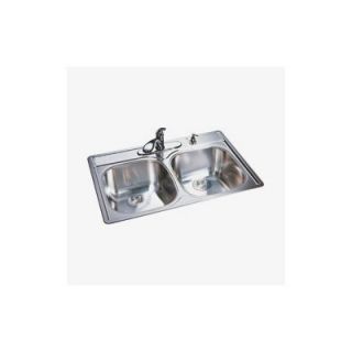 FrankeUSA 22 x 33 Four Hole Stainless Steel Double Bowl Kitchen Sink