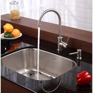 Kraus Stainless Steel Undermount 23 Single Bowl Kitchen Sink with 14