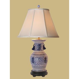 Oriental Furniture 29 Inch Blue and White Double Happiness Lamp