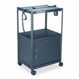  in 1 Adjustable Height AV Cart with Cabinet, 24 x 18 x 26 to 42, Gray