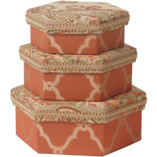 Jennifer Taylor Alamosa Hexagonal Boxes with Appliqué ( Set of 3