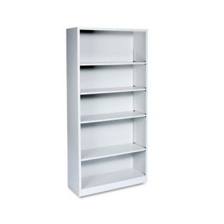 Metal Bookcase, 5 Shelves, 34 1/2w x 12 5/8d x 71h, Light Gray