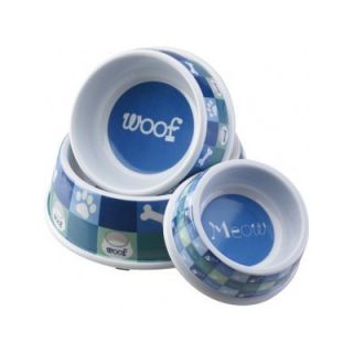 Ethical Pet Woof No Tip Melamine Dish in Blue   6854/55