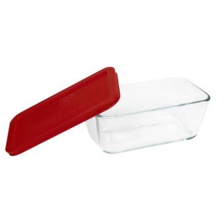 Storage Plus 4.75 cup Rectangular Storage Dish with Red Plastic Cover