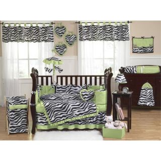 Sweet Jojo Designs Lime Funky Zebra 9 Piece Crib Bedding Set   Zebra