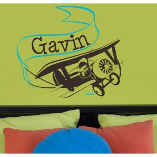 Adventure Plane with Personalized Banner Wall Decal