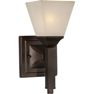 Forte Lighting One Light Wall Sconce with Umber Glass Shade in Antique