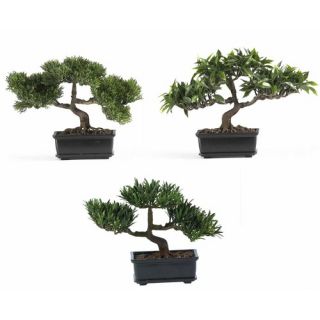 12 Silk Bonsai Plant in Green (Set of 3)