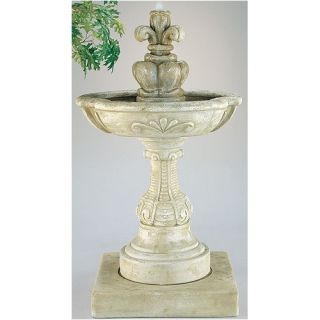 Tiered Cast Stone French Fleur de Lys Cascade Fountain