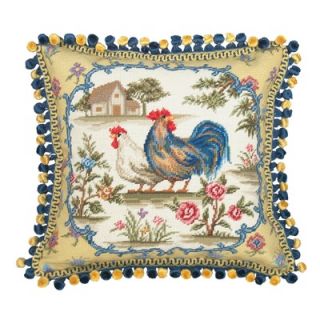 123 Creations Country Rooster 100% Wool Needlepoint Pillow   C233
