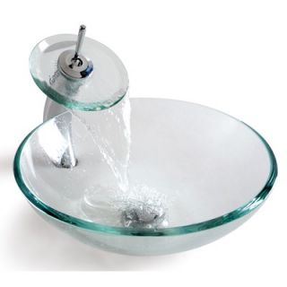 Kraus Clear Glass Vessel Sink and Ramus Faucet   C GV 101 12mm 1007