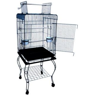 YML Open Top Parrot Cage with Stand in Black