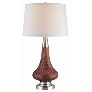 Lite Source Pear Shaped Table Lamp in Walnut Wood and Polished Steel