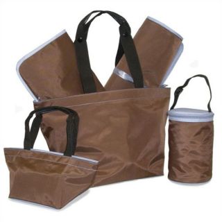 Piece Tote Diaper Bag Set in Chocolate Brown / Light Blue
