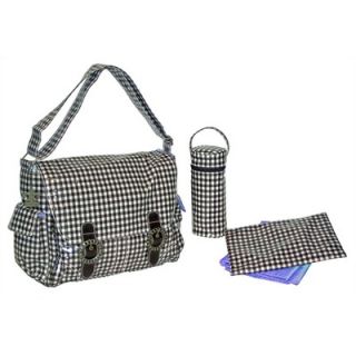 Kalencom Chocolate Brown Checkered Coated Double Buckle Diaper Bag