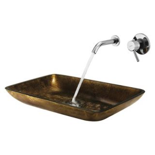 Vigo Copper Glass Rectangular Vessel Sink with Faucet in Chrome