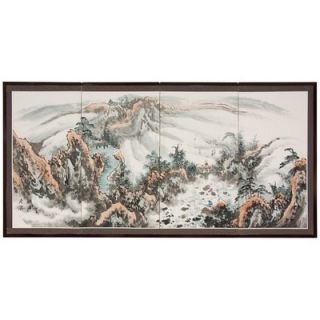 Oriental Furniture Mountaintop Landscape Silk Screen   SILK MTLS