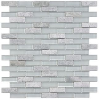 EliteTile Sierra 11 3/4 x 11 3/4 Glass and Stone Subway Mosaic in