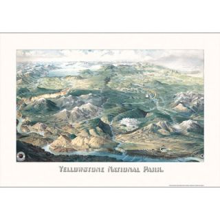 Yellowstone National Park 1904 Historical Print Mounted Wall Map