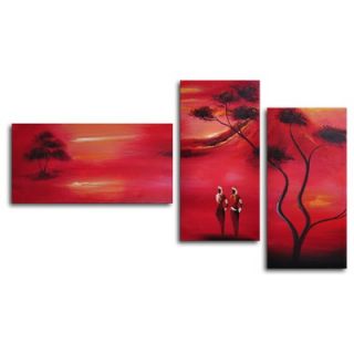 My Art Outlet Hand Painted Protecting Kilimanjaro 3 Piece Canvas Art