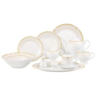 Lorren Home Trends Paris 57 Piece Porcelain Dinnerware Set in Gold
