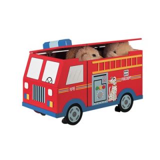 Teamson Kids Wings and Wheels Fire Engine Trunk on Wheels Toy Box