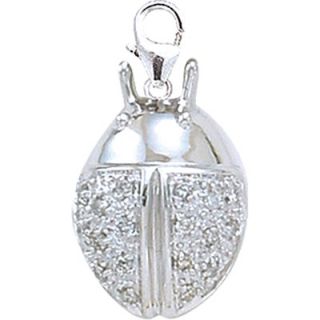 EZ Charms 14K White Gold Diamond Ladybug Charm