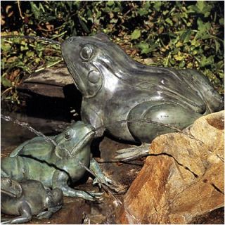 Brass Baron Crouching Frog Fountain
