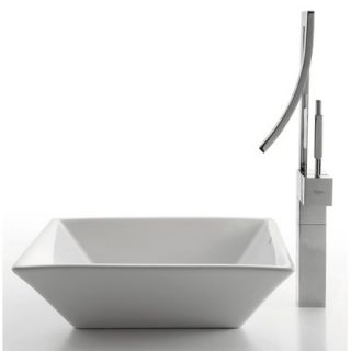 Kraus 16.5 Ceramic Square Vessel Sink in White