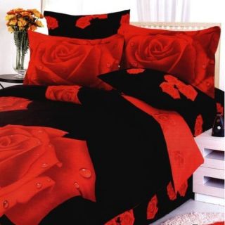 Night Rose Twin 4 Piece Duvet Cover Set in Gullu Black